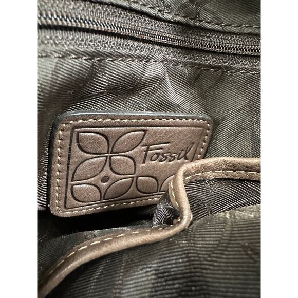 FOSSIL Castille Satchel Espresso Leather Handbag Side Pockets - Picture 6 of 12